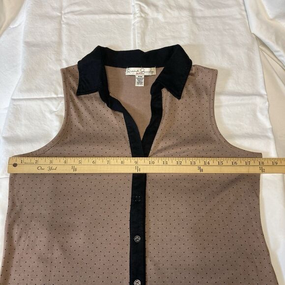 French Laundry Button Up Sleeveless Top Petite Medium w/Curved or Extended Hem - Picture 12 of 15